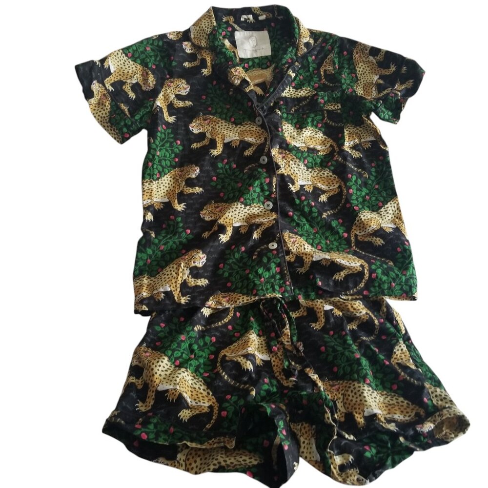 Print Fresh Women's Leopard Bagheera Print Pajama Short Set Sz XXS